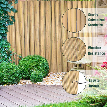 6Ft High x 8 Ft Long x 0.7In D Bamboos Screen, Natural Bamboo Fence Rolls, Eco-Friendly Bamboo