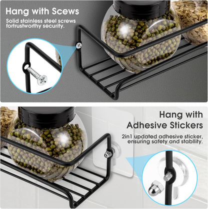 ROFAY Spice Rack Organiser, 4 Pack Wall Mounted Tier Shelf with Adhesive Sticker & Screws for