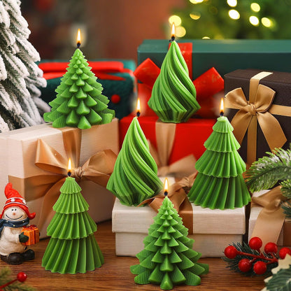 6 Pcs Christmas Tree Shaped Candles Xmas Wax Scented Candles Green Decorative Christmas Tree Gifts