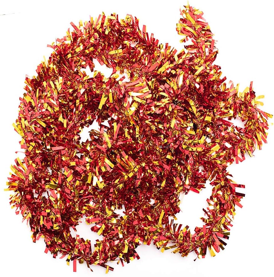 Anderson's Red & Gold Sparkle Glitter Metallic Tinsel Twist for Trailer Or Golf Cart, 4 inches Wide