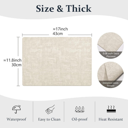 FROMHEART Faux Leather Placemats Set of 4–Waterproof,Heat/Oil Stain-Resistant PU Table