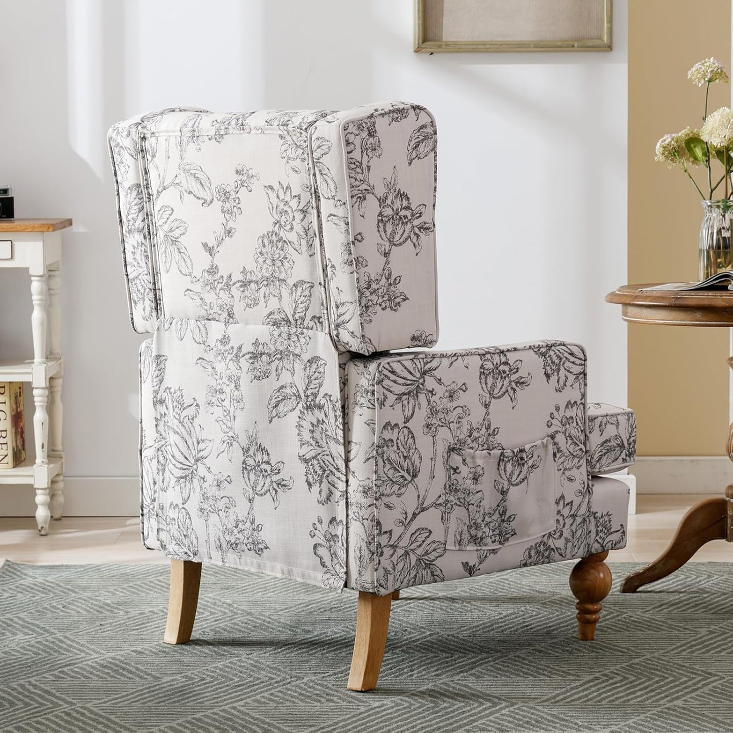 DUOMAY Tufted Accent Chair, Modern Linen Upholstered Wingback Side Arm Chair for Living Room
