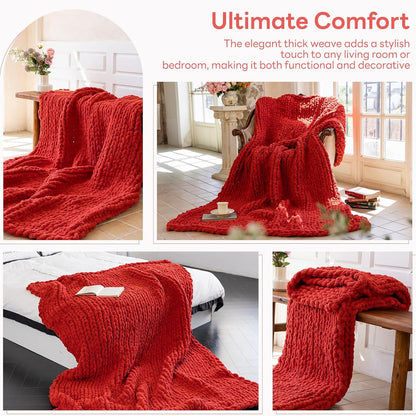 Chunky Knit Blanket - Luxury Soft Cozy 40 * 50 Throw Blanket,100% Woven Blanket Rope Knot Throw
