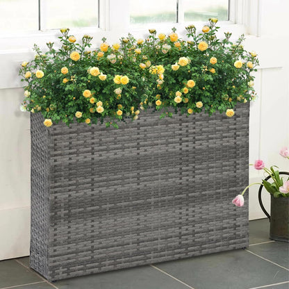 SUNNYPARK Tall Rectangular Planter with Removable Liner, All-Weather PE Rattan Large Modern