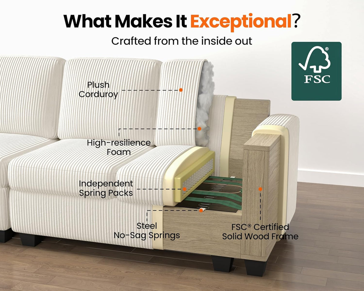 CHIC HOUSE Pull Out Sofa Bed, Full Size Sleeper Sofa, 2-in-1 Convertible Corduroy Couch with USB