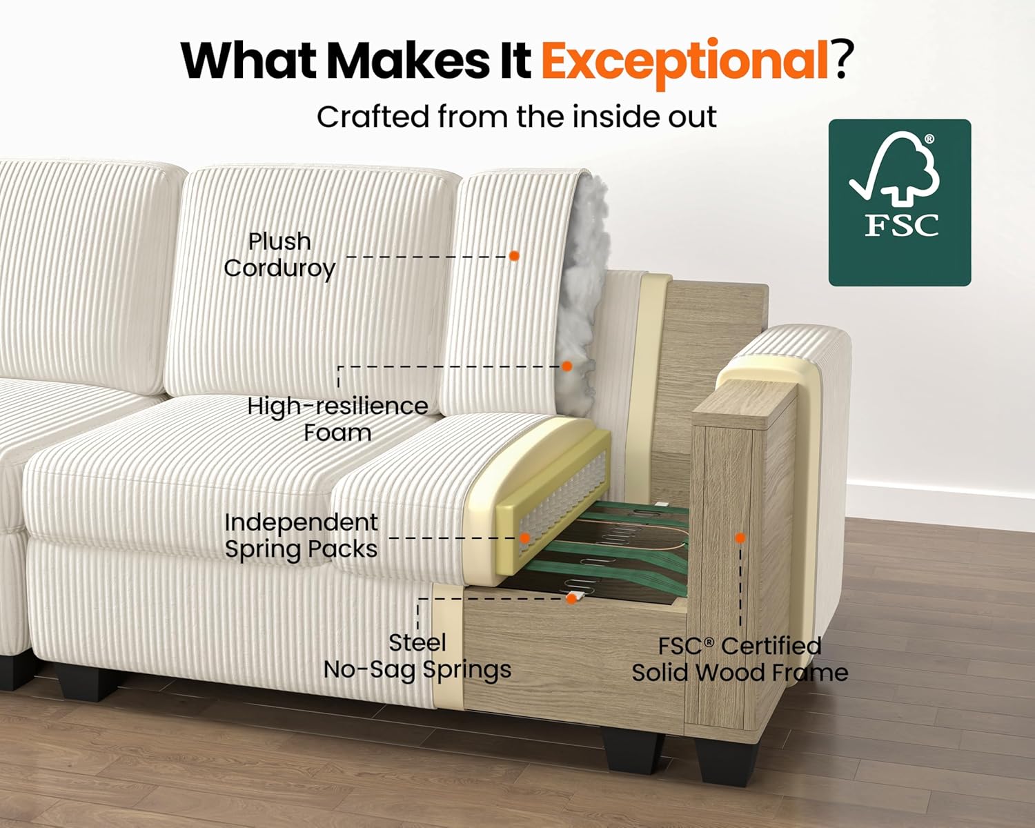 CHIC HOUSE Pull Out Sofa Bed, Full Size Sleeper Sofa, 2-in-1 Convertible Corduroy Couch with USB