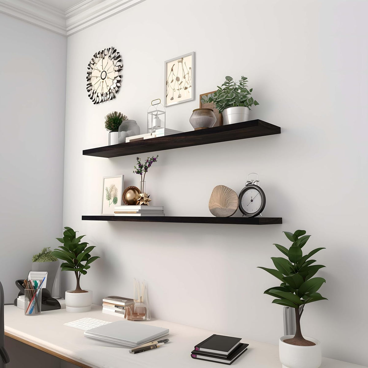 Wood Floating Shelves for Wall Decor, Rustic Wall Shelves for Bedroom Bathroom Kitchen Living Room