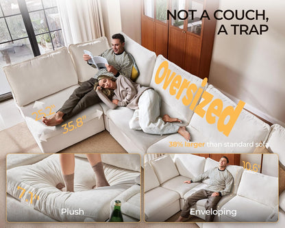 Oversized Modular Sofa Comfy Cloud Couch with Storage, Extra Deep Plush Sectional Sofa Set for