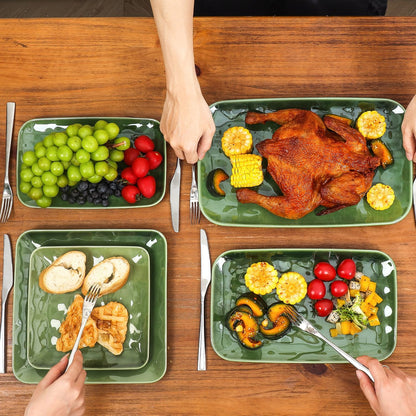 vicrays Ceramic Rectangle Serving Platters - 14" 12" 10" Porcelain Serving Trays Plates for Party