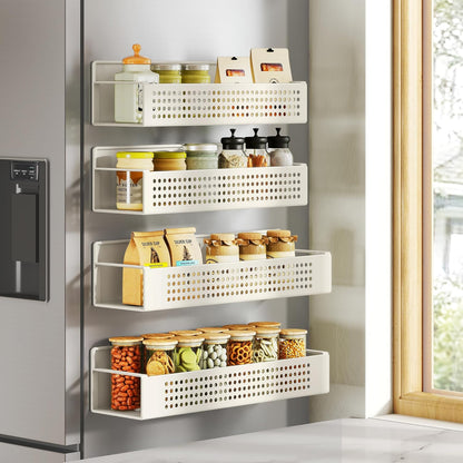 SONGMICS Magnetic Spice Rack for Refrigerator, Set of 4, 2 Large and 2 Small Kichen Magnetic