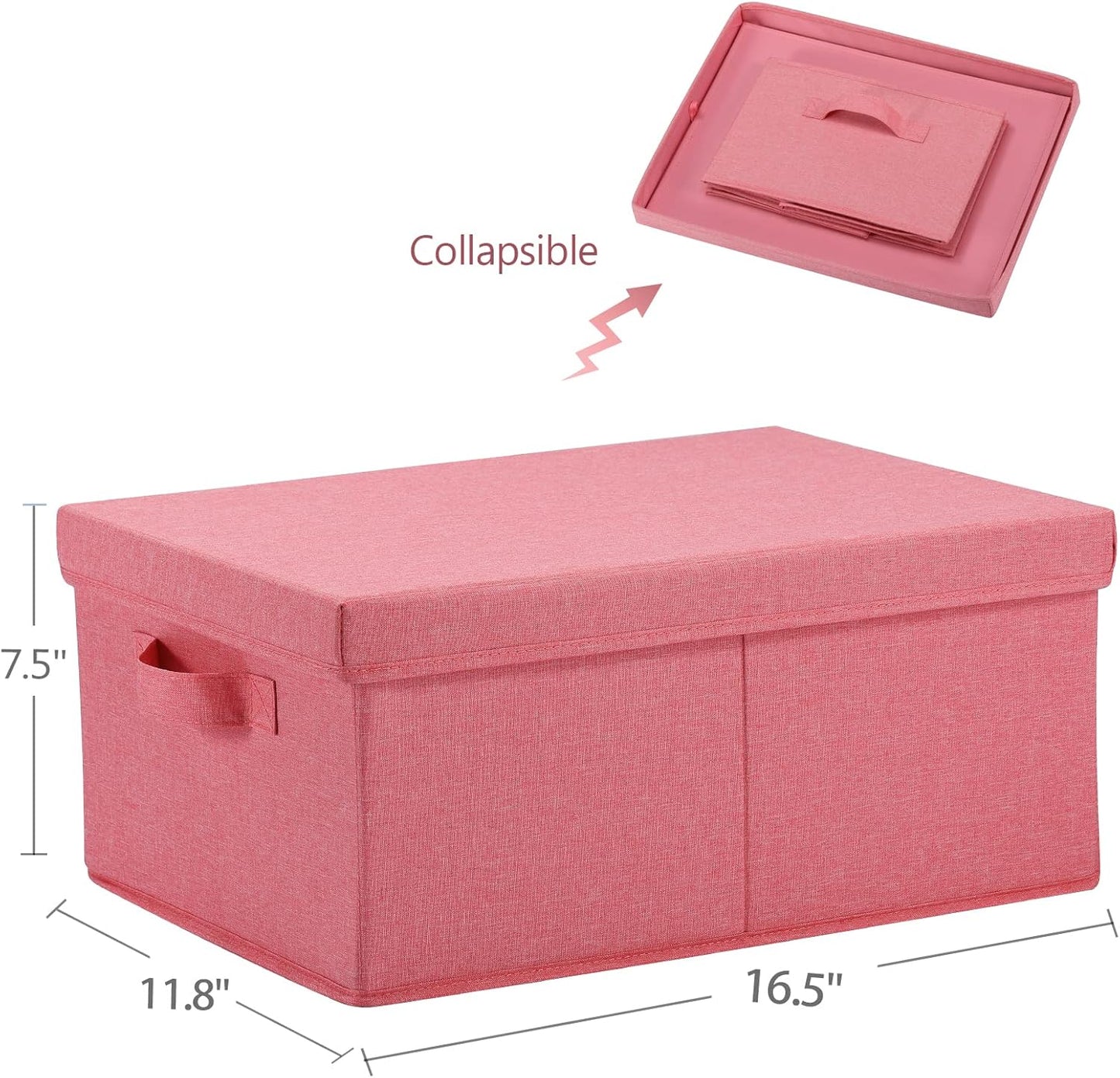 HOONEX Linen Foldable Storage Bins with Lids, 2 Pack, Storage Boxes with Carrying Handles and
