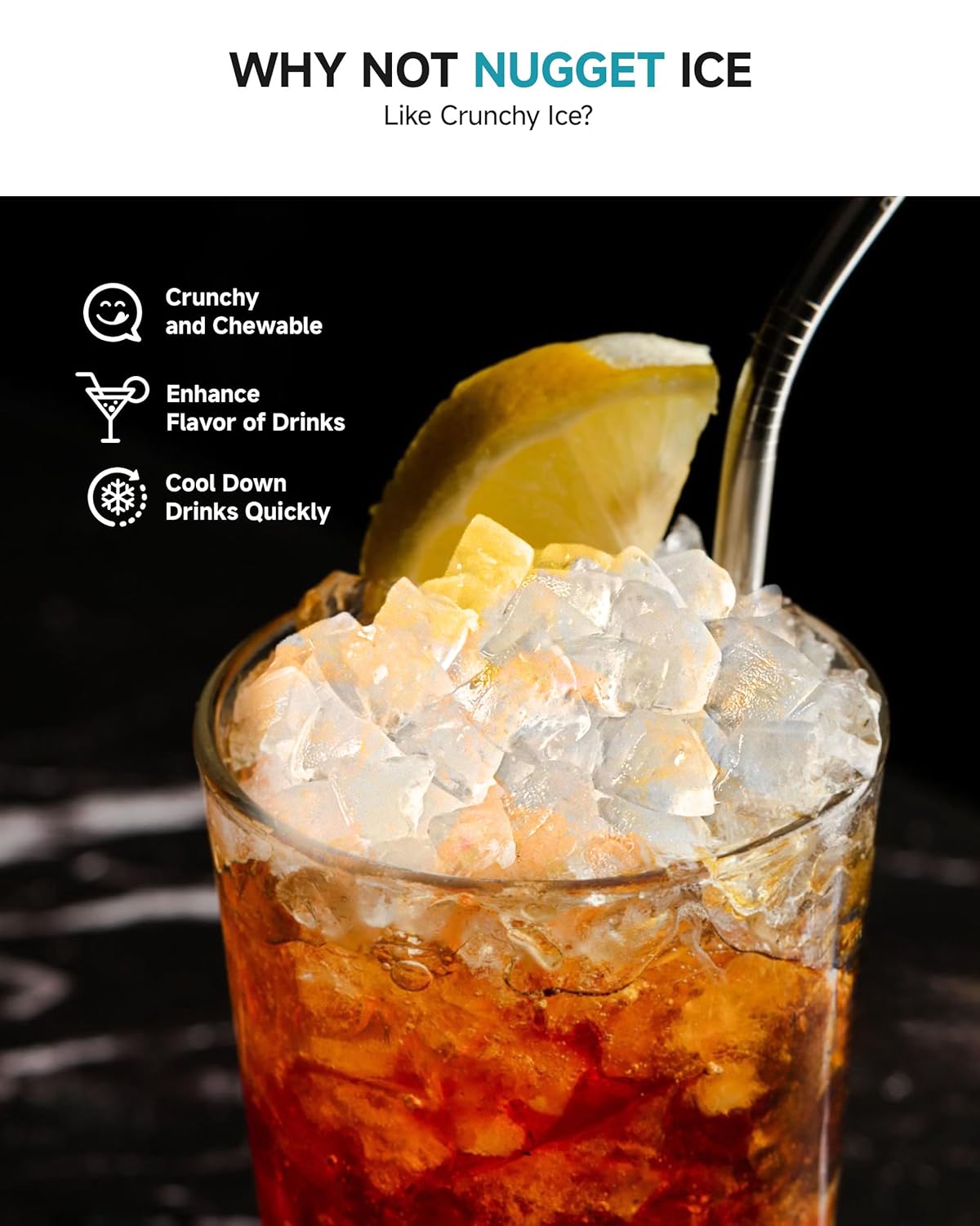 EUHOMY Commercial Under Counter Nugget Ice Maker Machine, 70Lbs/Day, Bulit-in Freestanding Ice