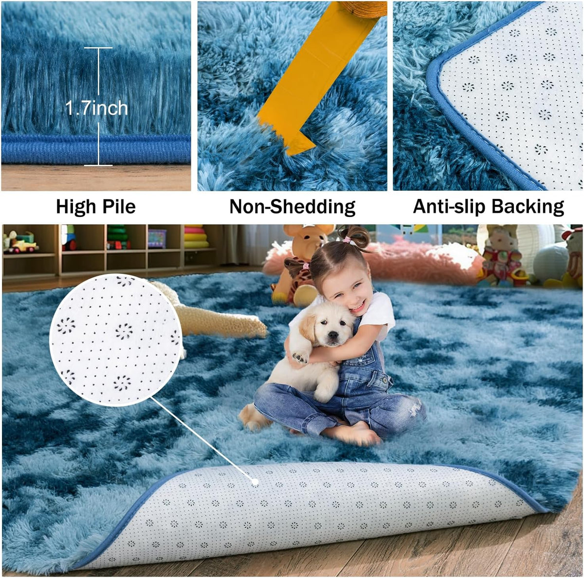 Rezutan Fluffy Rug for Living Room Bedroom, Super Soft Modern Shaggy Fuzzy Kids, Plush Indoor