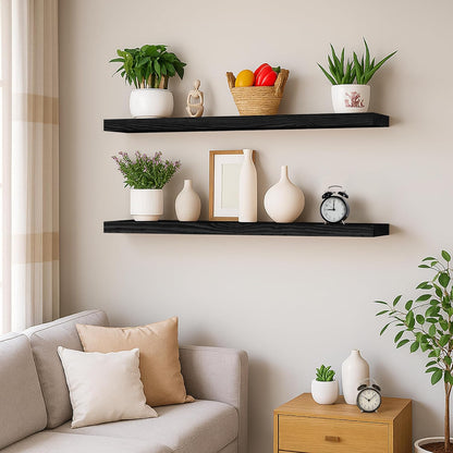 BGMG Wood Floating Shelves 36 inch Long,Wide Rustic Wooden Wall Shelves for Bathroom Living Room