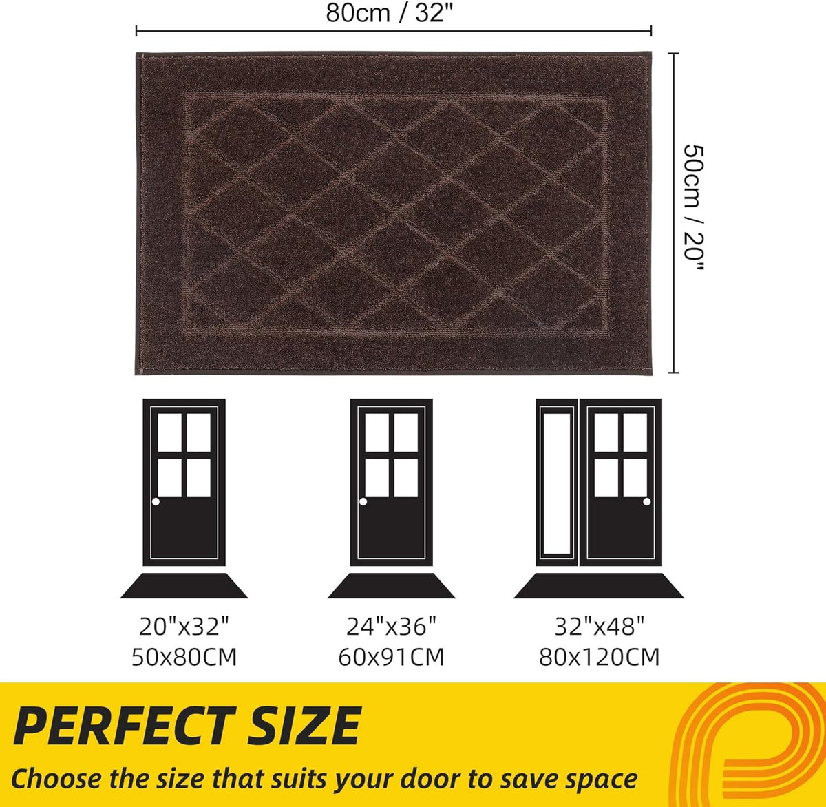 JSEI Dirt Trapper Door Mat 20"x32", Non-Slip Washable Entryway Mats, Dog Door Mat, Stain Resistant