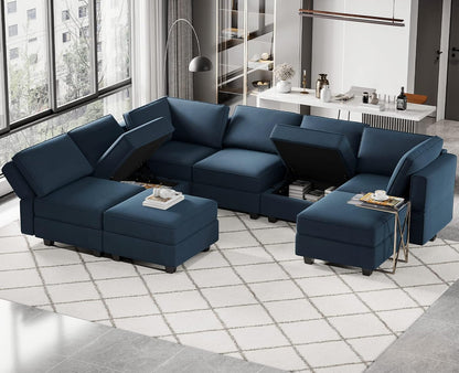 Belffin Modular Sectional Sofa with Storage Chaises Sectional Sleeper Sofa Couch 8 Seat Sectional