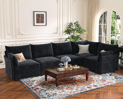 135.5" Oversized Modular Sectional Sofa, L Shaped Convertible Couch with Movable Ottoman, 5 Seat