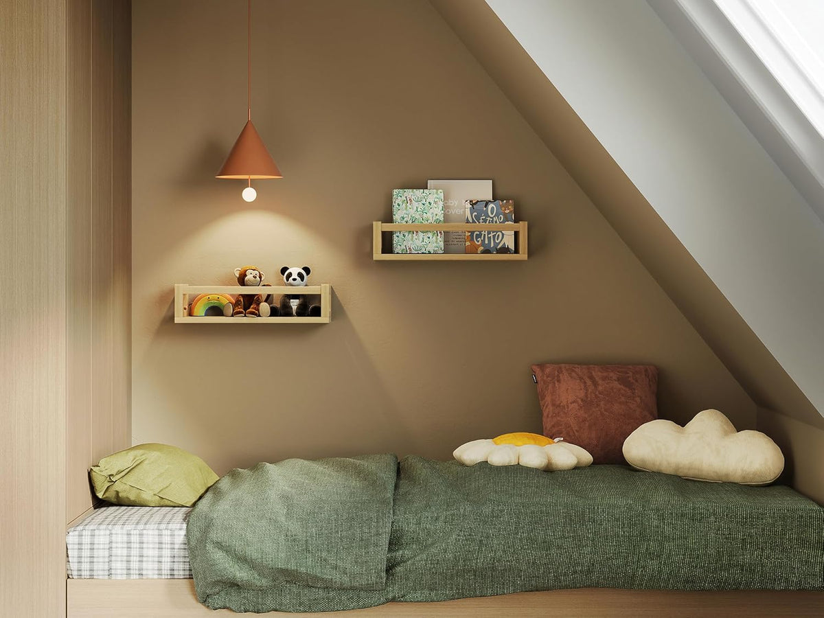 Upgraded Thick Floating Shelves - Multi-Use Wall-Mounted Bookshelves for Kids and Nursery, Ideal