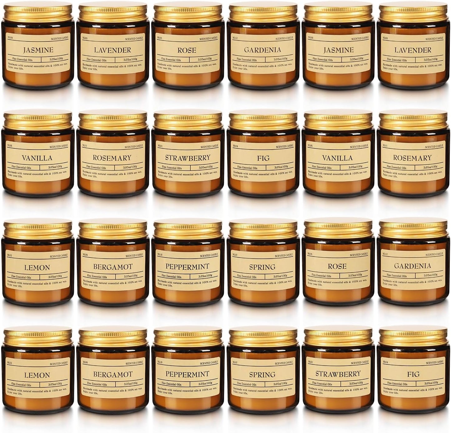 Scented Candle Set 24 Pack, Candle for Home Scented, Odor Eliminating, Stress Relief, Long Lasting