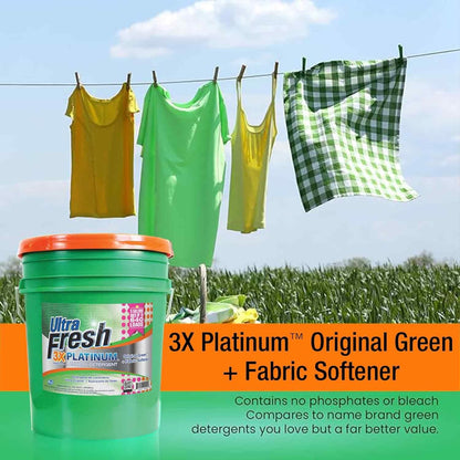 Ultra Fresh 3X Platinum Liquid Laundry Detergent with Fabric Softener, Green - Deep Cleaning Power