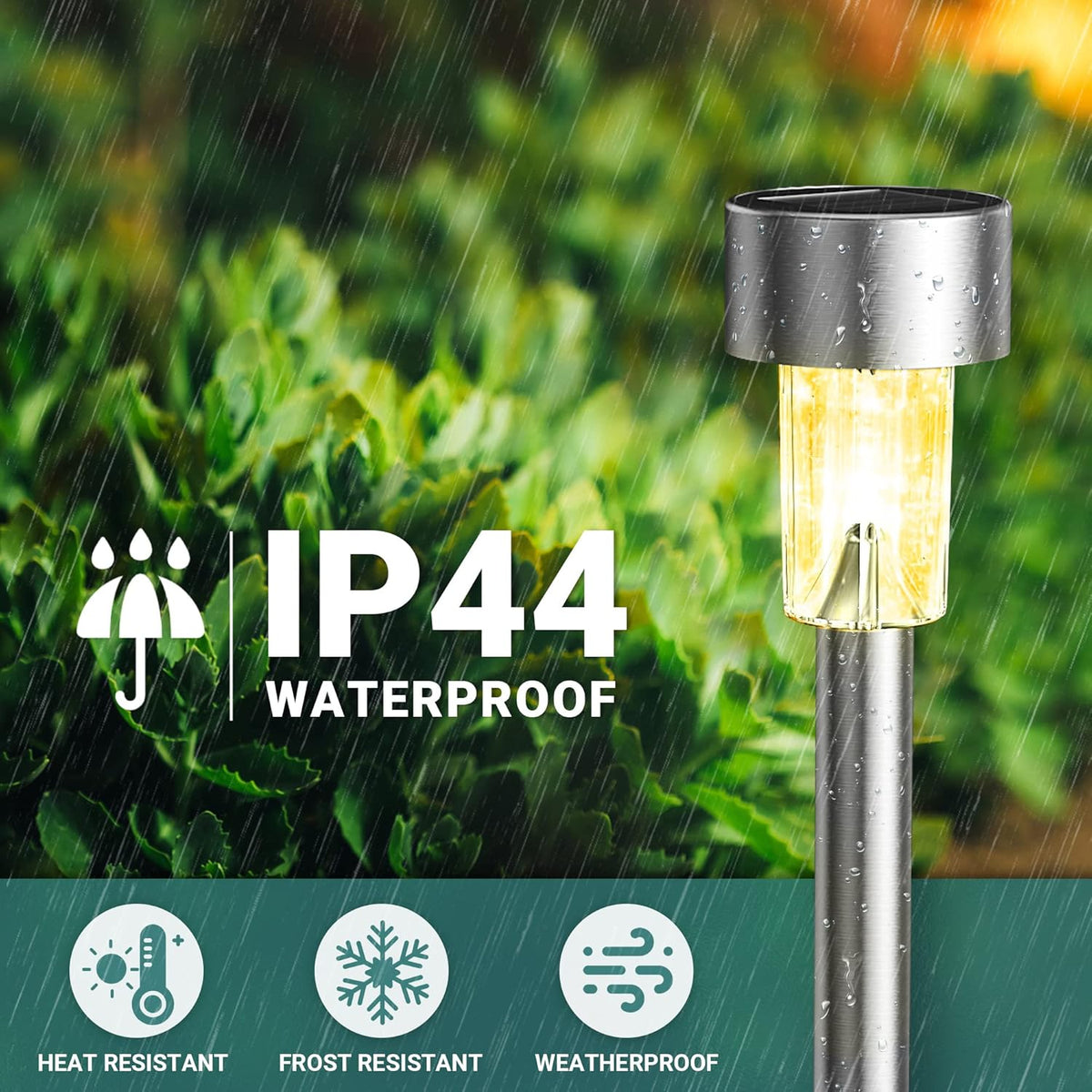 GIGALUMI Solar Lights Outdoor Waterproof, 12 Pack, Stainless Steel LED Solar Garden Lights for