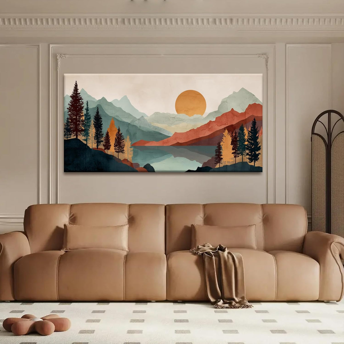 Tsomzxng Mountain Abstract Boho Wall Art For Living Room Modern Canvas Art Wall Decor Colorful Wall