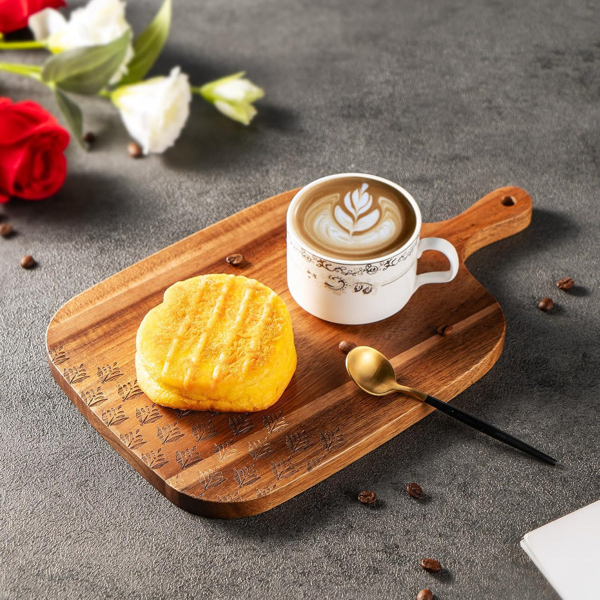 Acacia Wood Cutting Board - Wooden Kitchen Cutting Board for Meat, Cheese, Bread,Vegetables