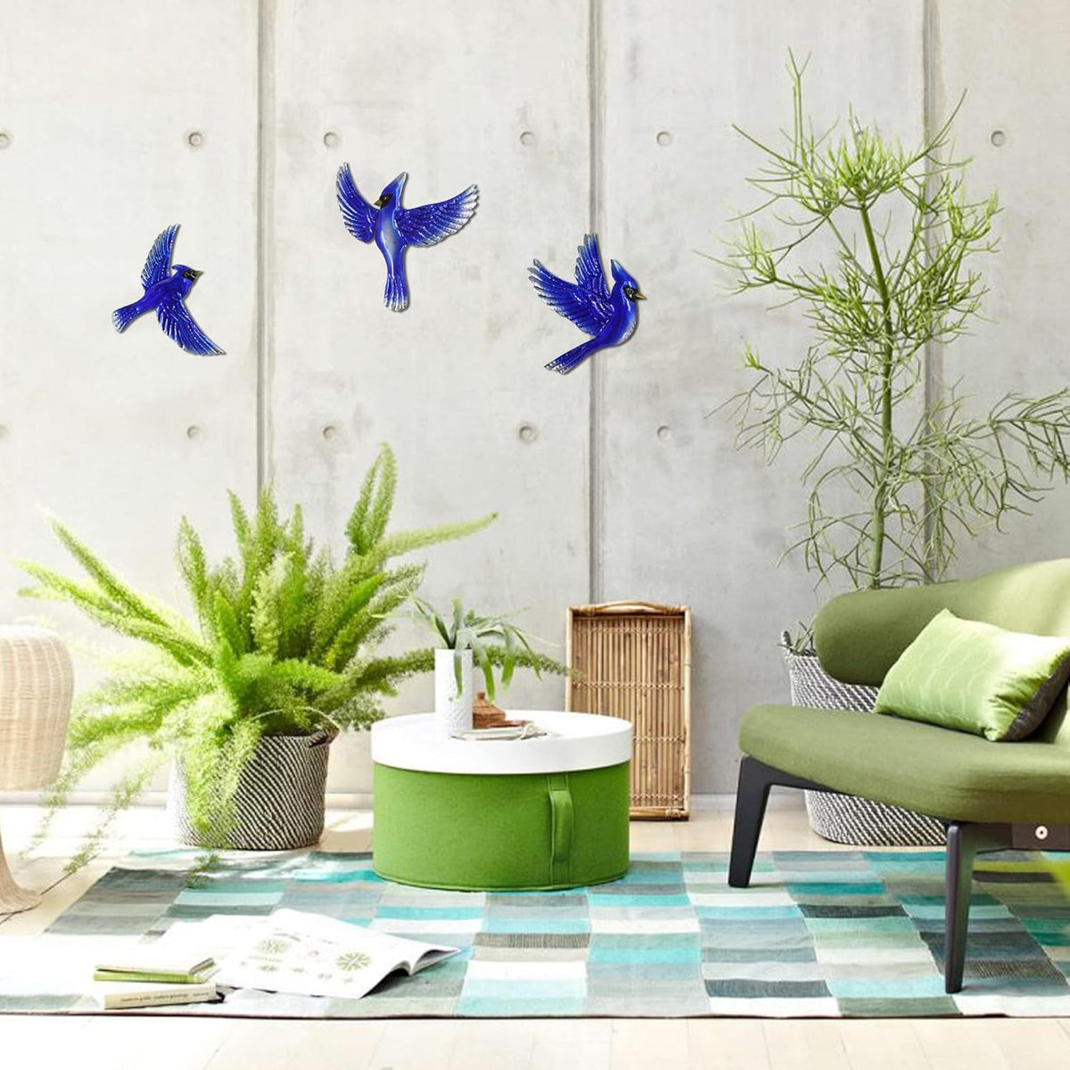 J-Fly Metal Birds Wall Decoration Bird Wall Hanging Decor Outdoor Metal Wall Art Blue Bird Outdoor
