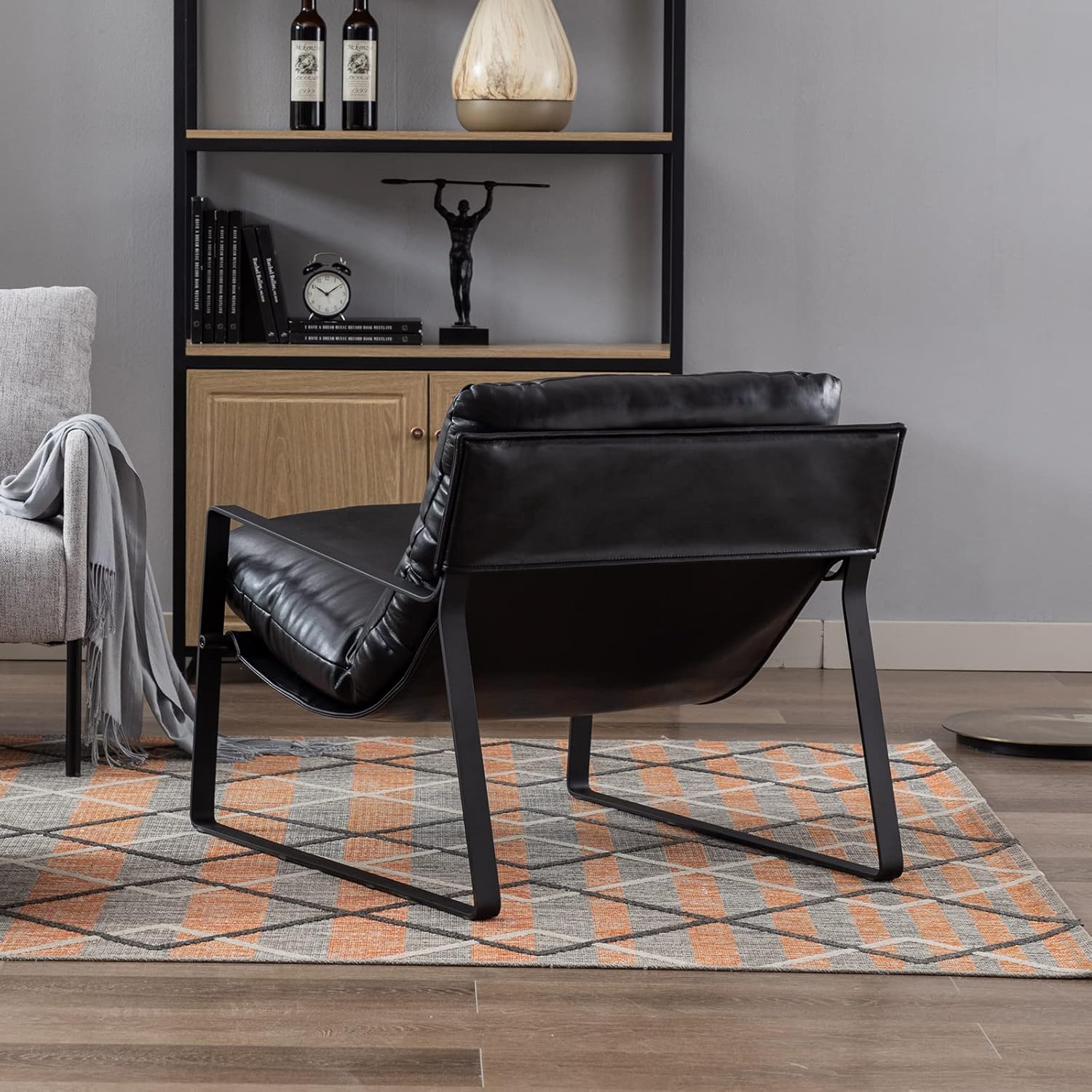 DUOMAY Mid-Century Accent Chair Armchair Set of 2, Comfy PU Leather Leisure Chair Lazy Chair with