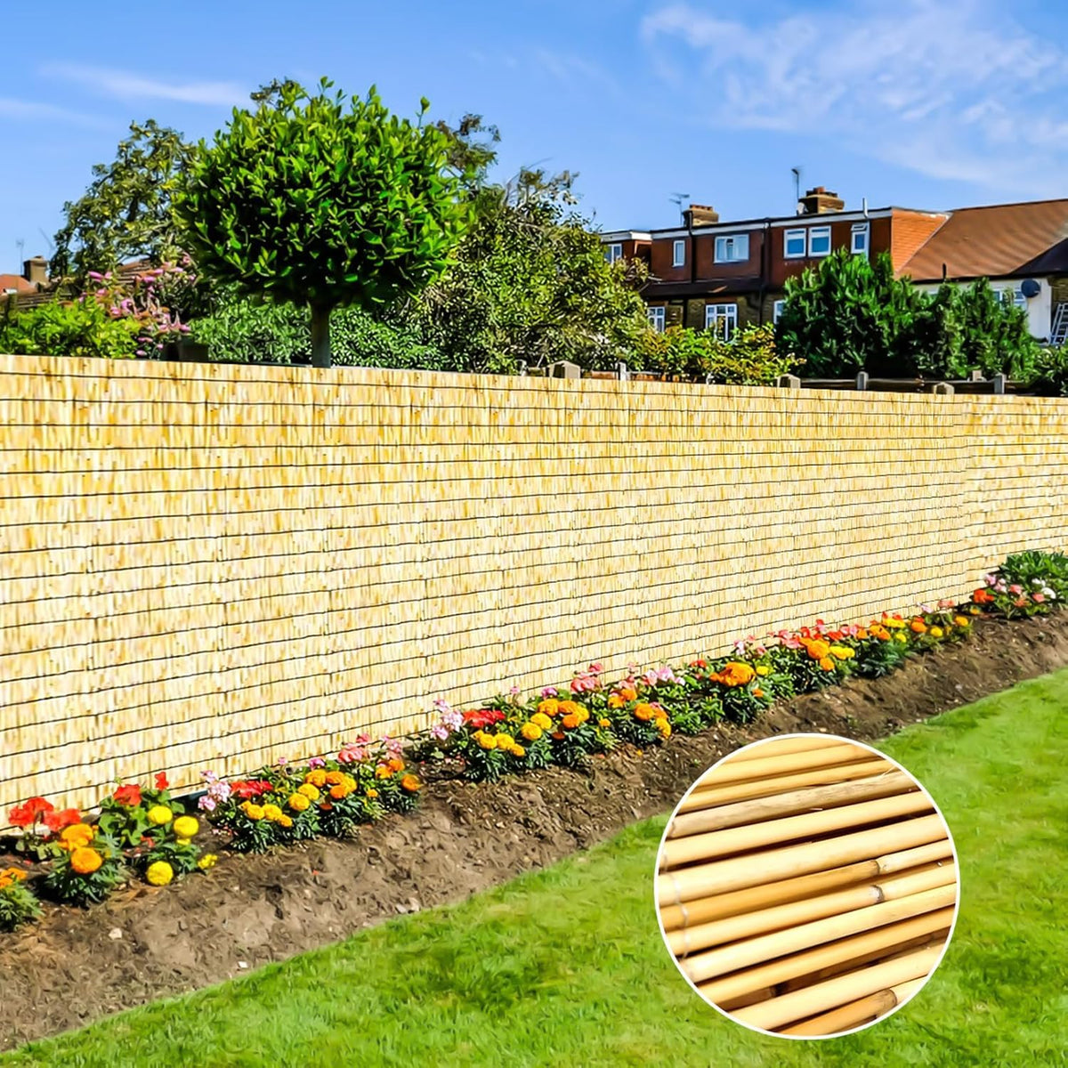 Bamboo Reed Fencing, Natural Bamboo Screens Outdoor, Decorative Privacy Screen Reed Curtains for
