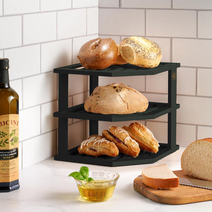 Cabinet Organizer Shelf - Bamboo Corner Rack for Kitchen Counter, Cabinet Space Saver for Plates