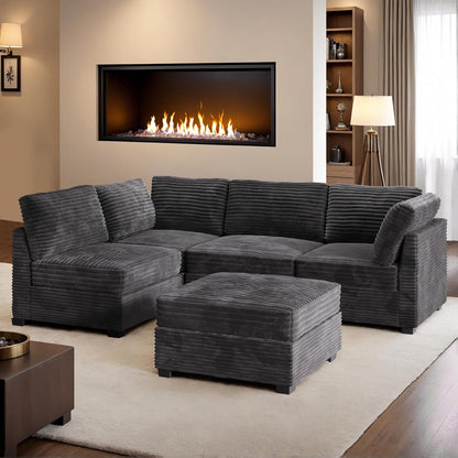 HOOOWOOO Modular Sectional Sofa,5 Pieces Sectional Couches for Living Room,98X55 L Shaped Cloud