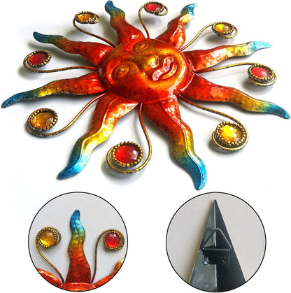 Limygus Metal Wall Art Sculpture, Set of 3 - Celestial Wall Decoration - Sun Moon Star Decorative