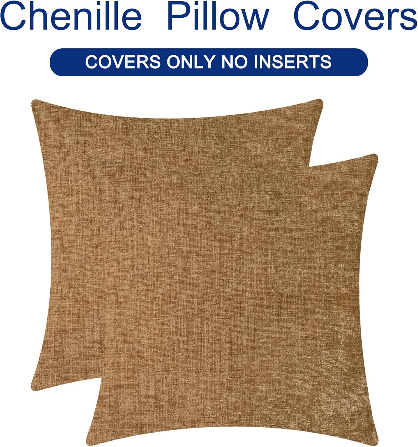 CaliTime Throw Pillow Covers Decorative 26 X 26 Inches Pack of 2 Cozy Chenille Cushion Cases for