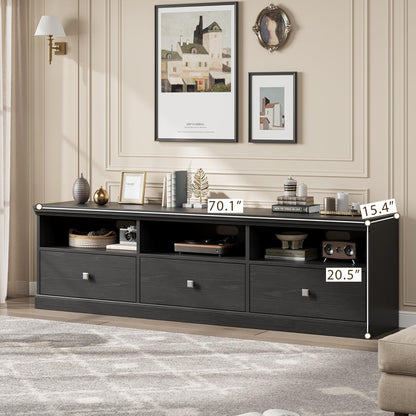 IDEALHOUSE 70in TV Stand for TVs up to 80", Mid Century Modern Entertainment Center with Storage