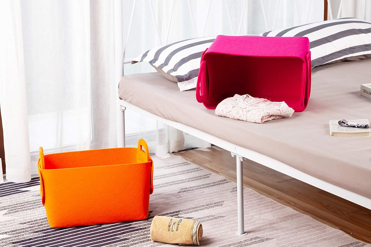 Minoisome Storage Basket Felt Storage Bin Collapsible& Convenient Box Organizer with Carry Handles