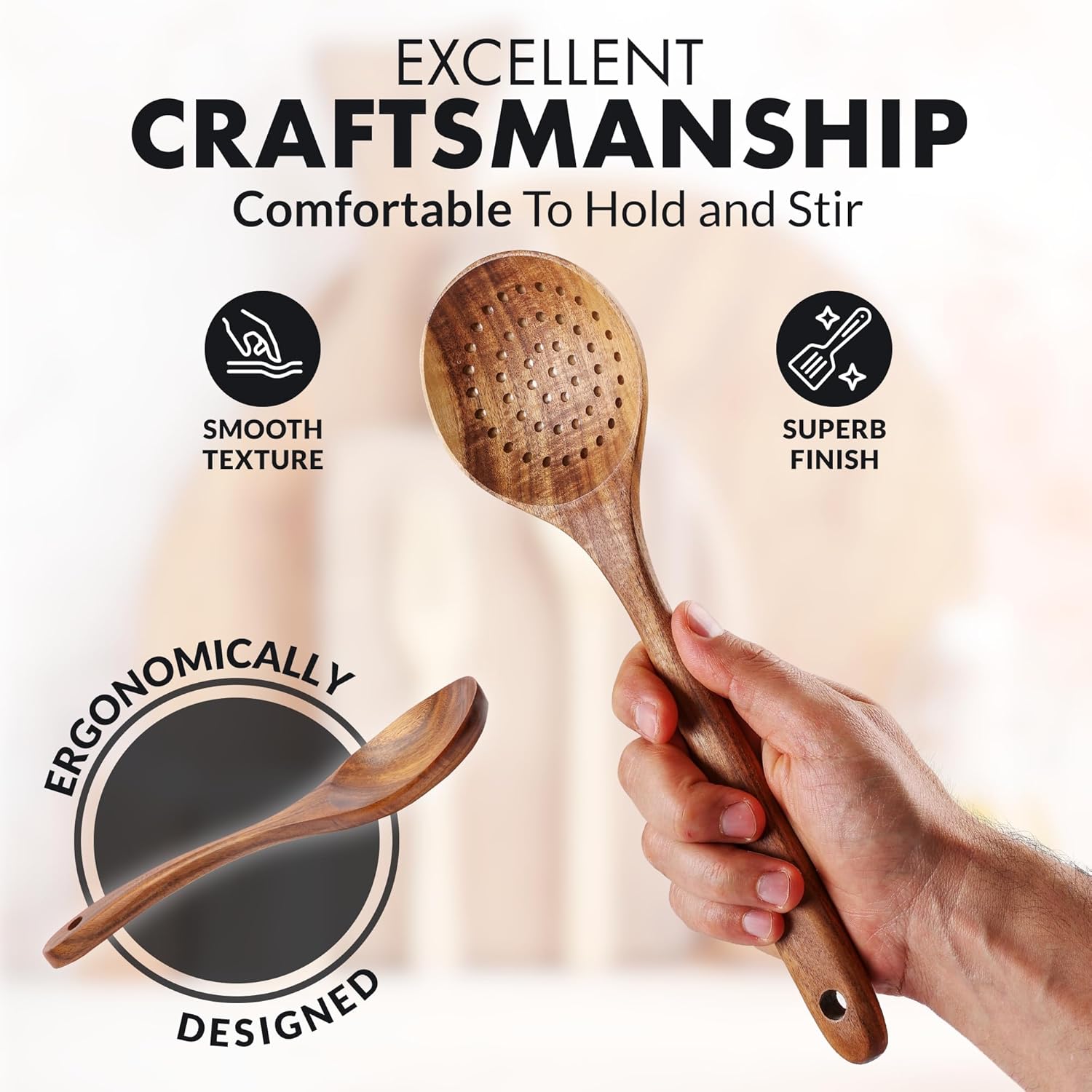 Zulay Kitchen 30-Piece Teak Wooden Utensils - Natural Teak Cooking Utensils with Premium Gift Box
