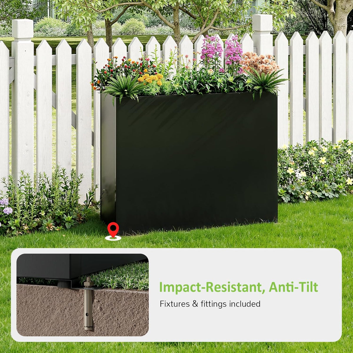 Planter Box Outdoor 38"W x 10.2"D x 30"H- Tall Rectangular Planters for Outdoor Patio/Porch