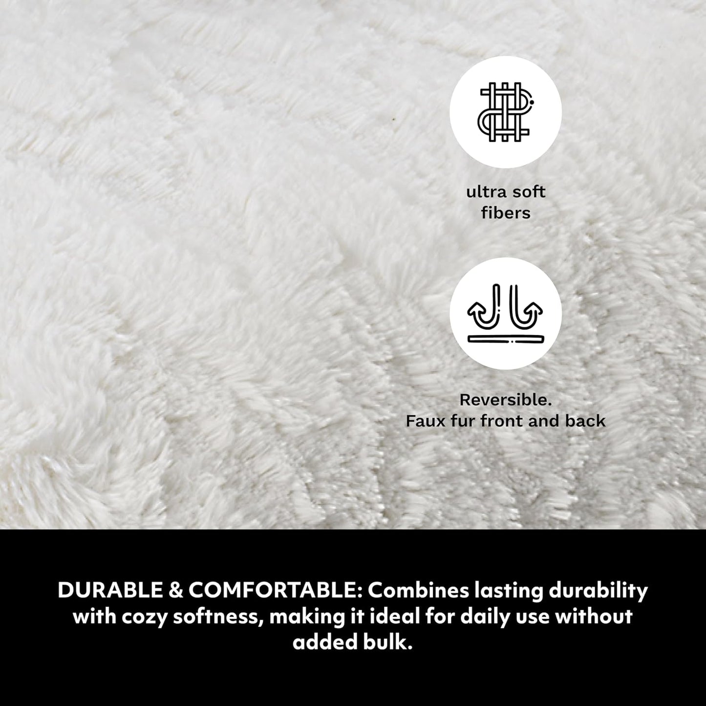 Mon Chateau Premium Reversible Queen Size Luxury Faux Fur Throw for Couch, Sofa, or Queen Size Bed