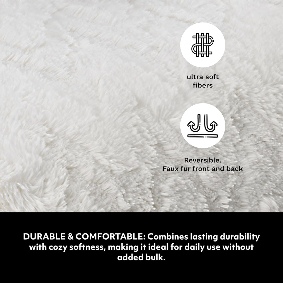 Mon Chateau Premium Reversible Queen Size Luxury Faux Fur Throw for Couch, Sofa, or Queen Size Bed