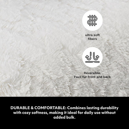 Mon Chateau Premium Reversible Queen Size Luxury Faux Fur Throw for Couch, Sofa, or Queen Size Bed