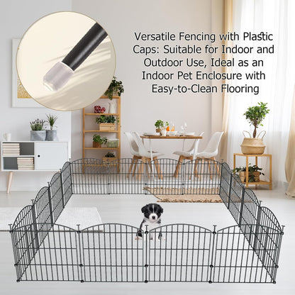 10 Panels Garden Fence Dog Fence Outdoor for Yard, 24in H x 20ft L Rustproof Metal Fencing with