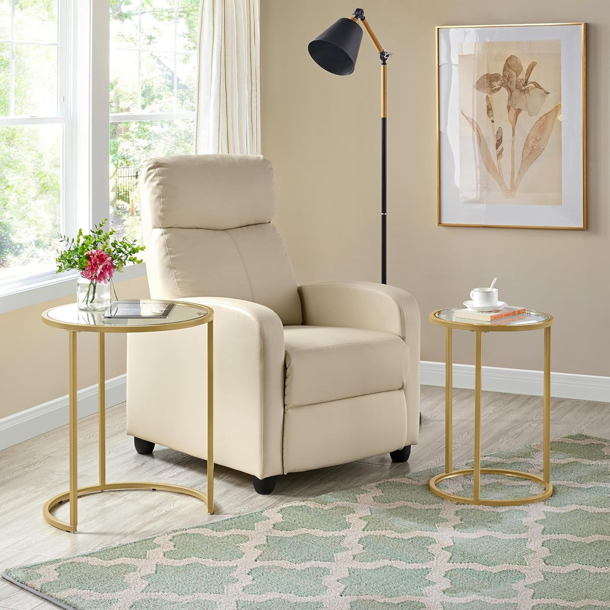 Yaheetech Round Nesting Side Table Stacking Coffee Table, Set of 2 Circular End Tables w/Metal