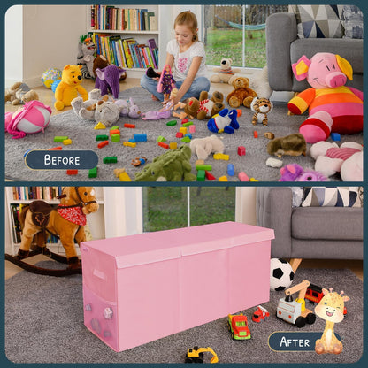 Extra Large Toy Storage Organizer with Lid - Sturdy, Collapsible Toy Chest Storage Box Design