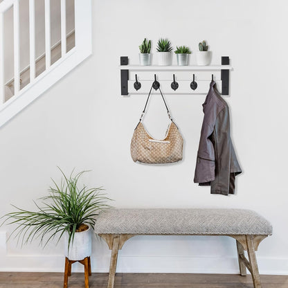 Sorbus Coat Hooks Wall Mount with Shelf – 24 Inch Coat Rack Wall Mount with 5 Heavy Duty Hooks
