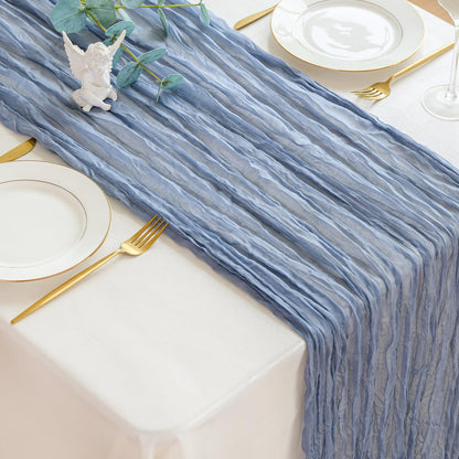 Sioloc 1 Pack Dusty Blue Cheesecloth Table Runner Fall Autumn Decor for Home 10ft Table Cloth for
