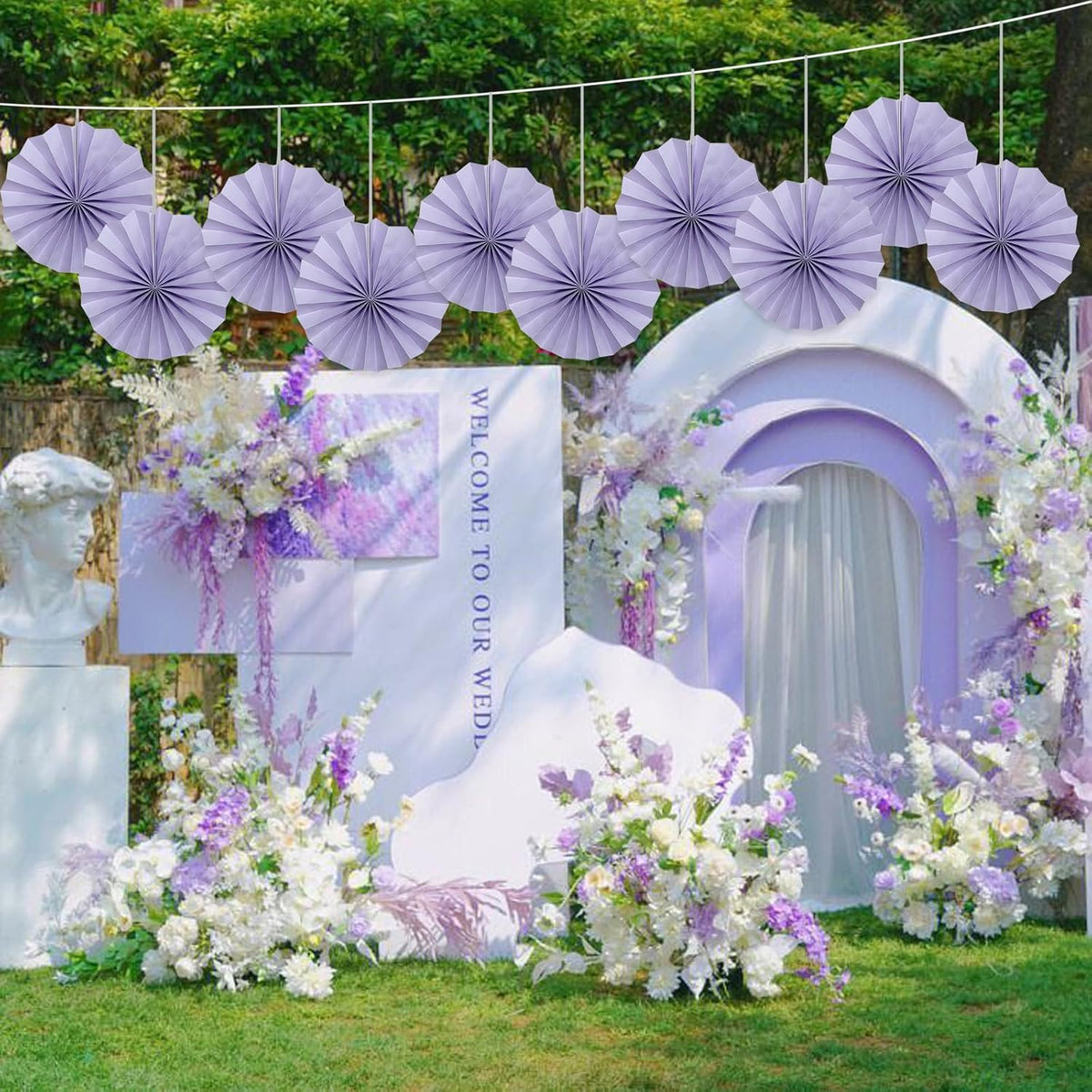 Purple Birthday Decorations,DIY Purple Paper Fans Hanging Decoration ,Party Decorations for Adults