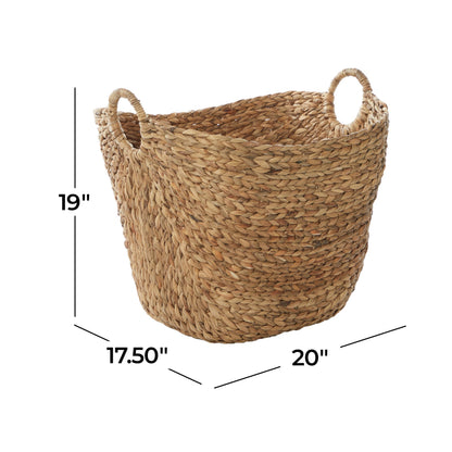 Deco 79 Seagrass Storage Basket, Large Woven Basket, 20" x 18" x 19", Brown