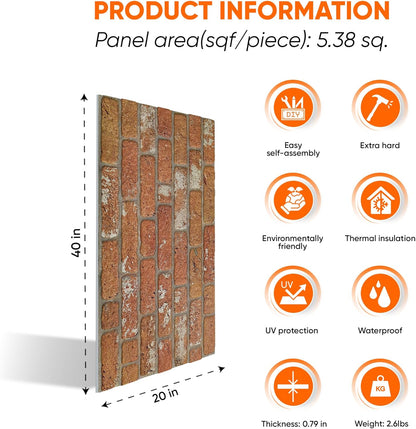 IZODEKOR 3D Wall Panels Brick Effect - Cladding, Stone Look, Styrofoam Facing for Living Room
