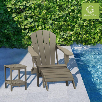 GREENVINES Adirondack-Ottoman | Wood Grain | Set of 2 | HDPE Plastic | Outdoor Footrest | All